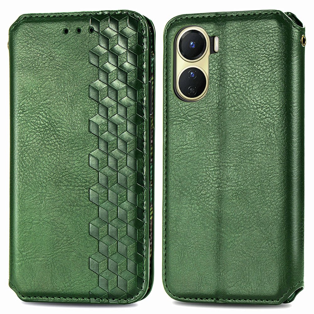 PU Leather Phone Case For vivo Y16 4G Wallet Stand Imprinting Rhombus Magnetic Anti-shock Phone Cover PU Leather Phone Case For vivo Y16 4G Wallet Stand Imprinting Rhombus Magnetic Anti-shock Phone Cover